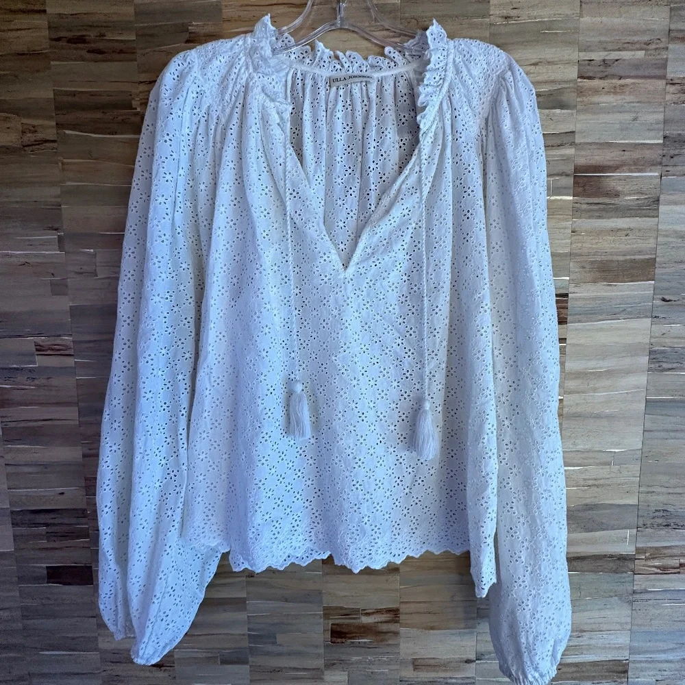 ULLA Johnson White eyelet blouse size 6 - Picture 1 of 3